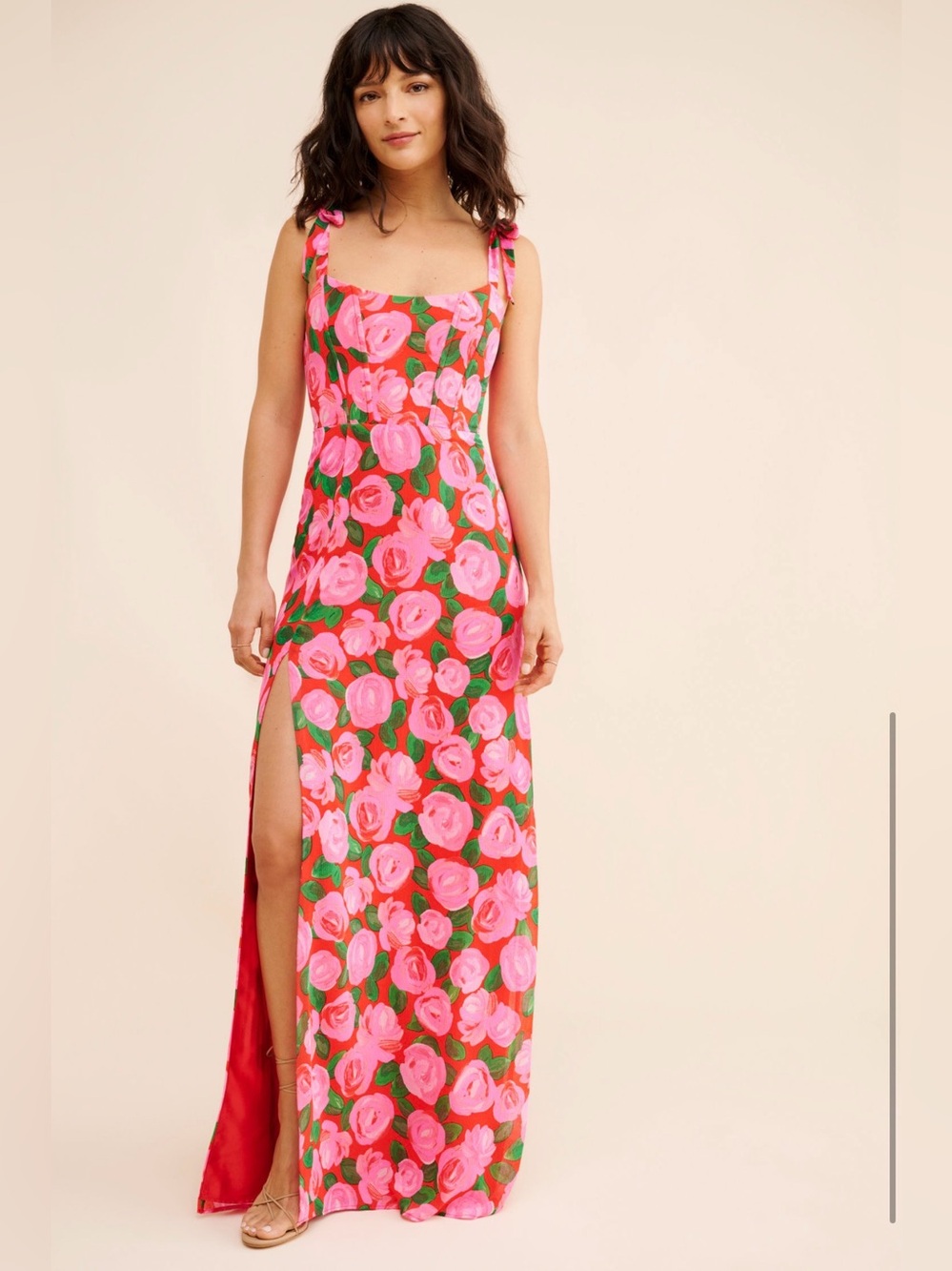 Show Me Your Mumu Willow Floral Tie-Shoulder Maxi Dress in Pink